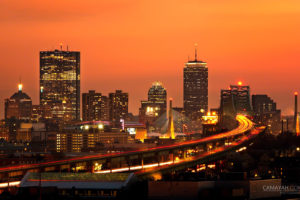 Boston Skyline - Long Exposure Sunset from Soldiers Home
