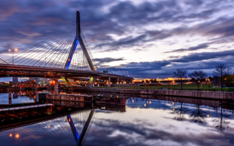 Leonard P. Zakim Bridge - Boston, AM - View from Charles River Dam