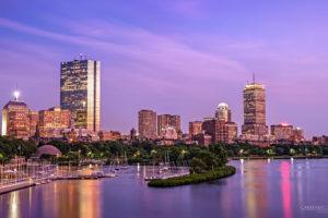 Boston Skyline - Boston, MA - Summer View from Longfellow Bridge