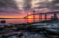 Claiborne Pell Newport Bridge - Peeking Sun