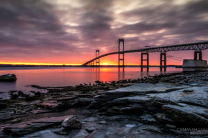 Claiborne Pell Newport Bridge - Peeking Sun
