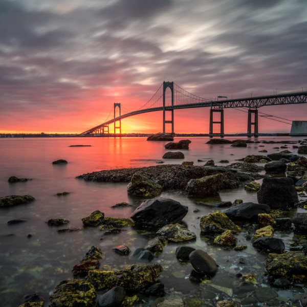 Claiborne Pell Newport Bridge – Fierce Sunrise Claiborne Pell Newport Bridge - Fierce Sunrise