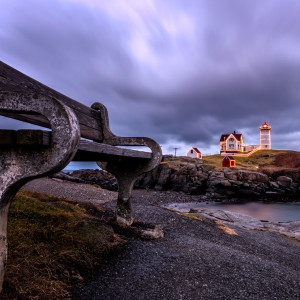 Nubble Lighthouse – York, ME – Sunset with Winter Lighting Nubble Lighthouse - York, ME - Sunset with Winter Lighting