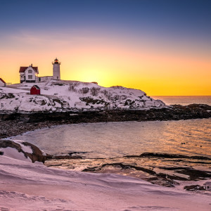 Nubble Lighthouse – York, Maine – Winter Sunrise Nubble Lighthouse - York, Maine - Winter Sunrise after Snow Storm